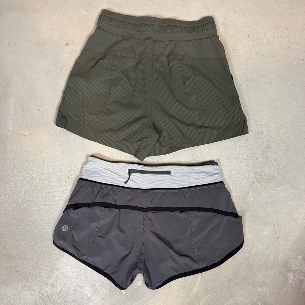 Lululemon Shorts Bundle Womens size 2 dance studio & Speed Up Olive Grey - Picture 2 of 6